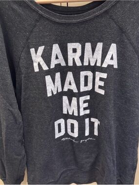 Spiritual Gangster Karma Made Me Do It Gray/ Charcoal Crewneck Sweatshirt Large